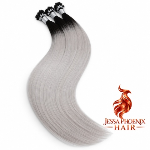 Przedłużanie włosów Nanoring Luxe OMBRE #1 Jasno Szary