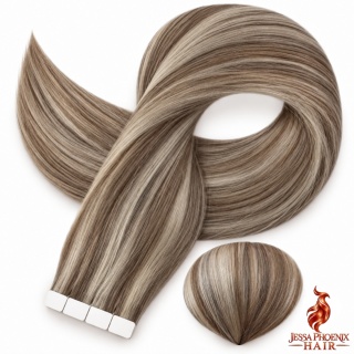 Przedłużenia Tape In Luxe 160-180g 60szt Taśm Balayage #7 #Silver